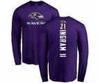 Baltimore Ravens #21 Mark Ingram II Purple Backer Long Sleeve T-Shirt