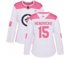 Women Winnipeg Jets #15 Matt Hendricks Authentic White Pink Fashion NHL Jersey