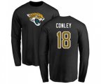 Jacksonville Jaguars #18 Chris Conley Black Name & Number Logo Long Sleeve T-Shirt