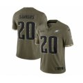Philadelphia Eagles #20 Brian Dawkins 2022 Olive Salute To Service Limited Stitched Jersey