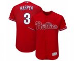 Philadelphia Phillies #3 Bryce Harper Majestic Scarlet Flexbase Authentic Collection Player Jersey