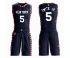 New York Knicks #5 Dennis Smith Jr. Swingman Navy Blue Basketball Suit Jersey - City Edition
