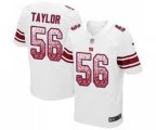New York Giants #56 Lawrence Taylor Elite White Road Drift Fashion Football Jersey