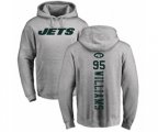 New York Jets #95 Quinnen Williams Ash Backer Pullover Hoodie