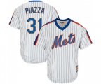 New York Mets #31 Mike Piazza Replica White Cooperstown Baseball Jersey