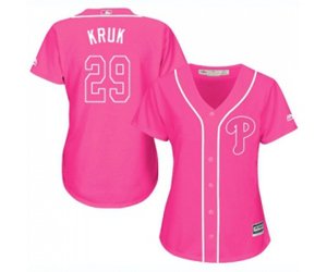 Women\'s Philadelphia Phillies #29 John Kruk Authentic Pink Fashion Cool Base Baseball Jersey