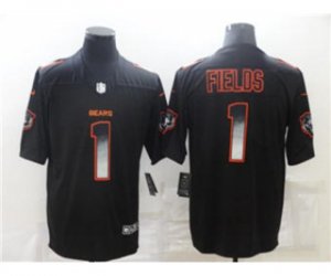 Chicago Bears #1 Justin Fields Black Smoke Fashion Limited Stitched Football Jersey