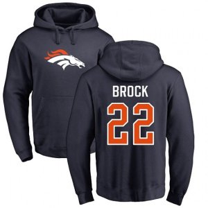 Denver Broncos #22 Tramaine Brock Navy Blue Name & Number Logo Pullover Hoodie