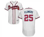 Atlanta Braves #25 Tyler Flowers White Home Flex Base Authentic Collection Baseball Jersey