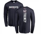 New England Patriots #62 Joe Thuney Navy Blue Backer Long Sleeve T-Shirt