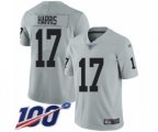 Oakland Raiders #17 Dwayne Harris Limited Silver Inverted Legend 100th Season Football Jersey