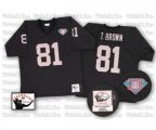 Oakland Raiders #81 Tim Brown Black Team Color with 75TH Patch Authentic Football Throwback Jersey