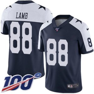 Dallas Cowboys #88 CeeDee Lamb Navy Blue Thanksgiving Stitched 100th Season Vapor Throwback Limited Jersey
