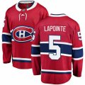 Montreal Canadiens #5 Guy Lapointe Authentic Red Home Fanatics Branded Breakaway NHL Jersey