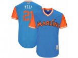 Miami Marlins #21 Christian Yelich Yeli Authentic Blue 2017 Players Weekend MLB Jersey