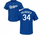 Los Angeles Dodgers #34 Fernando Valenzuela Royal Blue Name & Number T-Shirt