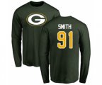 Green Bay Packers #91 Preston Smith Green Name & Number Logo Long Sleeve T-Shirt