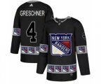 Adidas New York Rangers #4 Ron Greschner Authentic Black Team Logo Fashion NHL Jersey