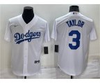 Los Angeles Dodgers #3 Chris Taylor White Stitched MLB Cool Base Nike Jersey