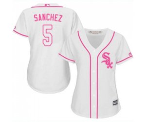 Women\'s Chicago White Sox #5 Yolmer Sanchez Replica White Fashion Cool Base Baseball Jersey