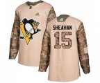 Adidas Pittsburgh Penguins #15 Riley Sheahan Authentic Camo Veterans Day Practice NHL Jersey