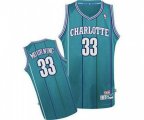 Charlotte Hornets #33 Alonzo Mourning Authentic Light Blue Throwback Basketball Jersey