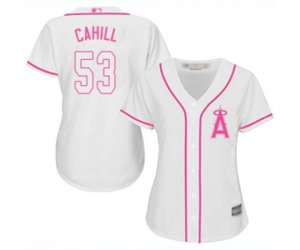Women\'s Los Angeles Angels of Anaheim #53 Trevor Cahill Replica White Fashion Cool Base Baseball Jersey