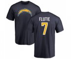 Los Angeles Chargers #7 Doug Flutie Navy Blue Name & Number Logo T-Shirt