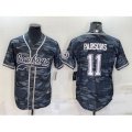 Dallas Cowboys #11 Micah Parsons Grey Camo With Patch Cool Base Stitched Baseball Jersey