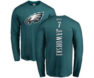 Philadelphia Eagles #7 Ron Jaworski Green Backer Long Sleeve T-Shirt