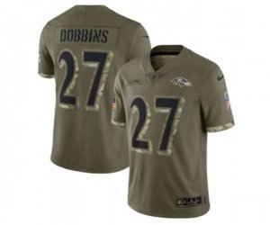Baltimore Ravens #27 J.K. Dobbins 2022 Olive Salute To Service Limited Stitched Jersey