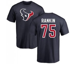 Houston Texans #75 Martinas Rankin Navy Blue Name & Number Logo T-Shirt
