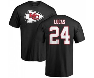Kansas City Chiefs #24 Jordan Lucas Black Name & Number Logo T-Shirt
