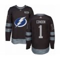 Tampa Bay Lightning #1 Mike Condon Authentic Black 1917-2017 100th Anniversary Hockey Jersey