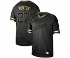 Oakland Athletics #27 Catfish Hunter Authentic Black Gold Fashion Baseball Jersey
