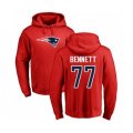 New England Patriots #77 Michael Bennett Red Name & Number Logo Pullover Hoodie