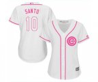 Women's Chicago Cubs #10 Ron Santo Authentic White Fashion Baseball Jersey