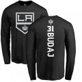 Los Angeles Kings #31 Peter Budaj Black Backer Long Sleeve T-Shirt