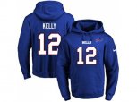 Buffalo Bills #12 Jim Kelly Royal Blue Name & Number Pullover NFL Hoodie