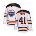 Edmonton Oilers #41 Mike Smith Authentic White Away Hockey Jersey