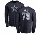 Dallas Cowboys #79 Trysten Hill Navy Blue Name & Number Logo Long Sleeve T-Shirt
