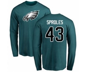 Philadelphia Eagles #43 Darren Sproles Green Name & Number Logo Long Sleeve T-Shirt