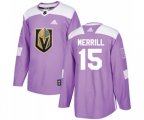 Vegas Golden Knights #15 Jon Merrill Authentic Purple Fights Cancer Practice NHL Jersey