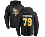 Minnesota Vikings #79 Tom Compton Black Name & Number Logo Pullover Hoodie