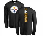 Pittsburgh Steelers #84 Antonio Brown Black Backer Long Sleeve T-Shirt