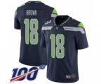 Seattle Seahawks #18 Jaron Brown Navy Blue Team Color Vapor Untouchable Limited Player 100th Season Football Jersey