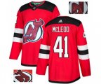 New Jersey Devils #41 Michael McLeod Authentic Red Fashion Gold Hockey Jersey