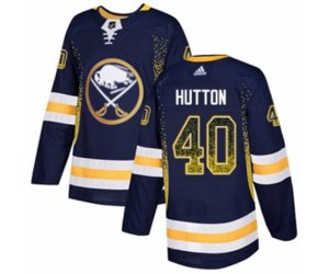 Adidas Buffalo Sabres #40 Carter Hutton Authentic Navy Blue Drift Fashion NHL Jersey