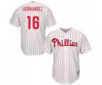 Philadelphia Phillies #16 Cesar Hernandez Replica White Red Strip Home Cool Base Baseball Jersey
