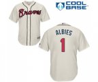 Atlanta Braves #1 Ozzie Albies Replica Cream Alternate 2 Cool Base Baseball Jersey